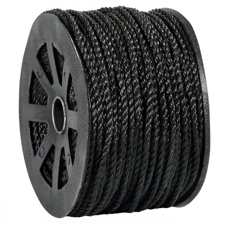 Bsc Preferred 1/4'', 1,150 lb, Black Twisted Polypropylene Rope BUY00016651